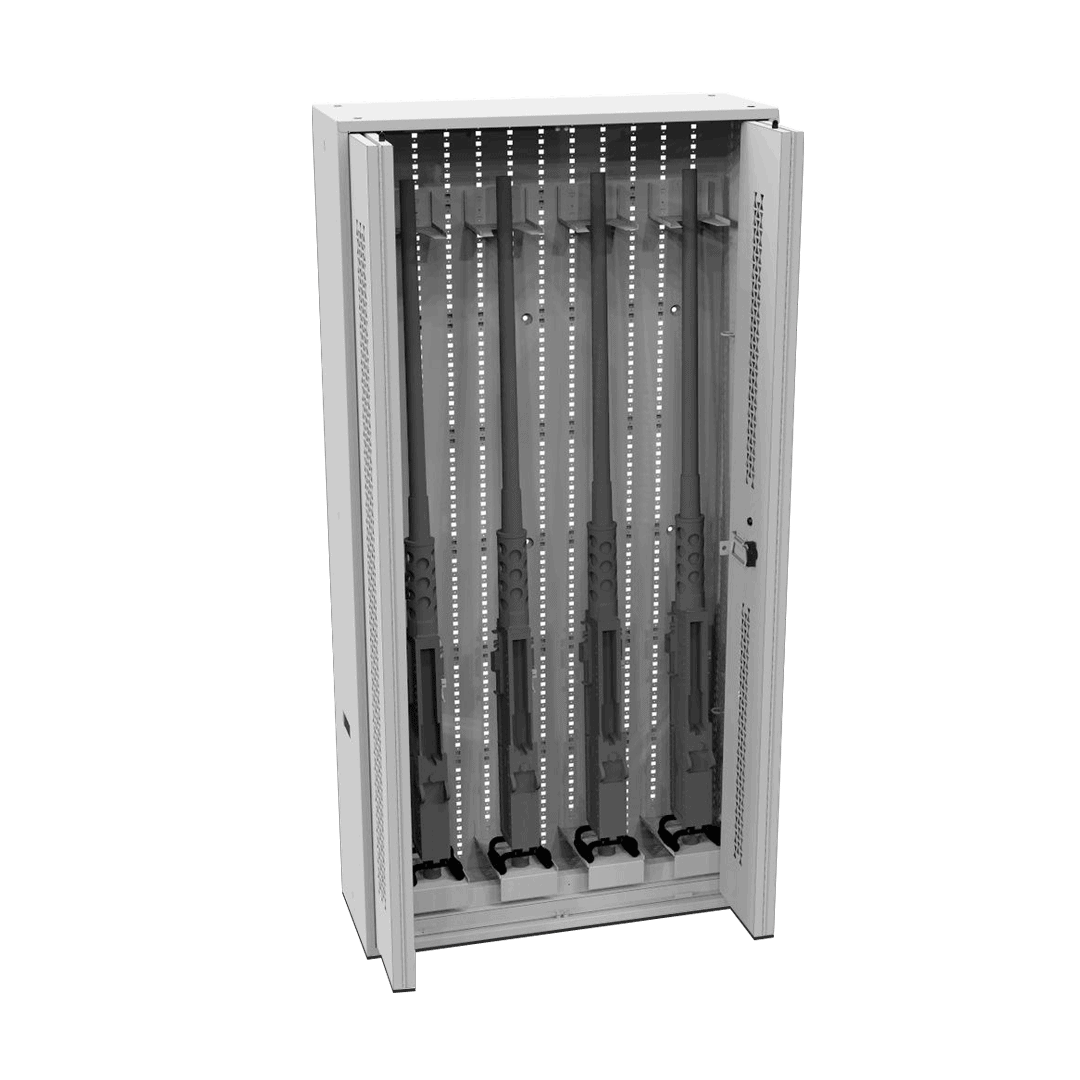 Bi-fold locker outfitted for M2 storage