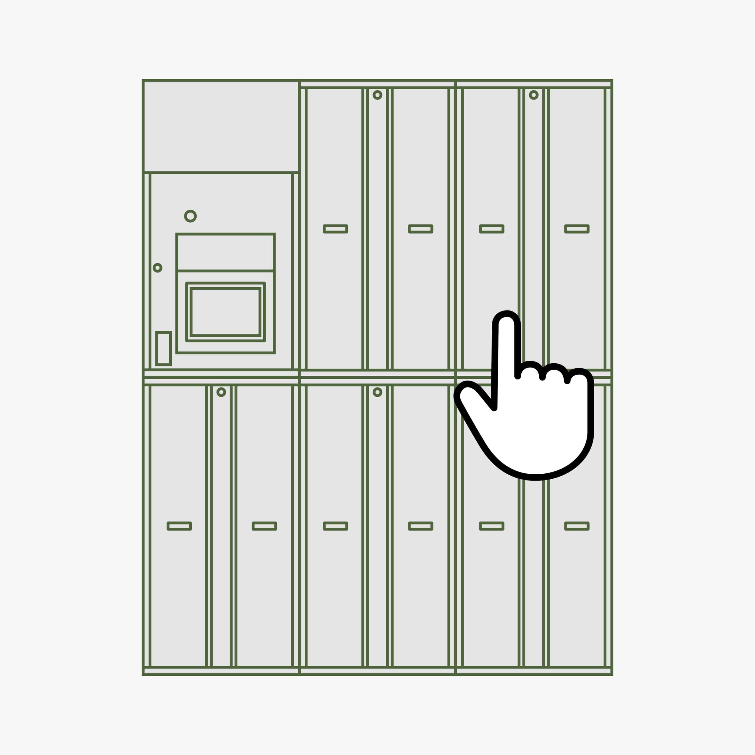 select a locker to access on kiosk screen