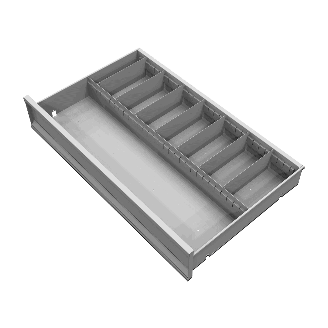 Single divider drawer for 5 weapon storage cabinet