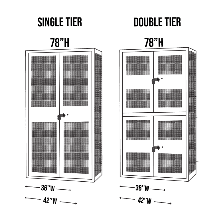TA-50 lockers are 78" high and either 36" or 42" wide